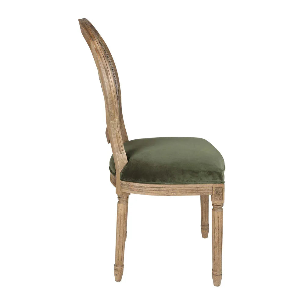 Marinha Oak Chair with Olive Seat Upholstery