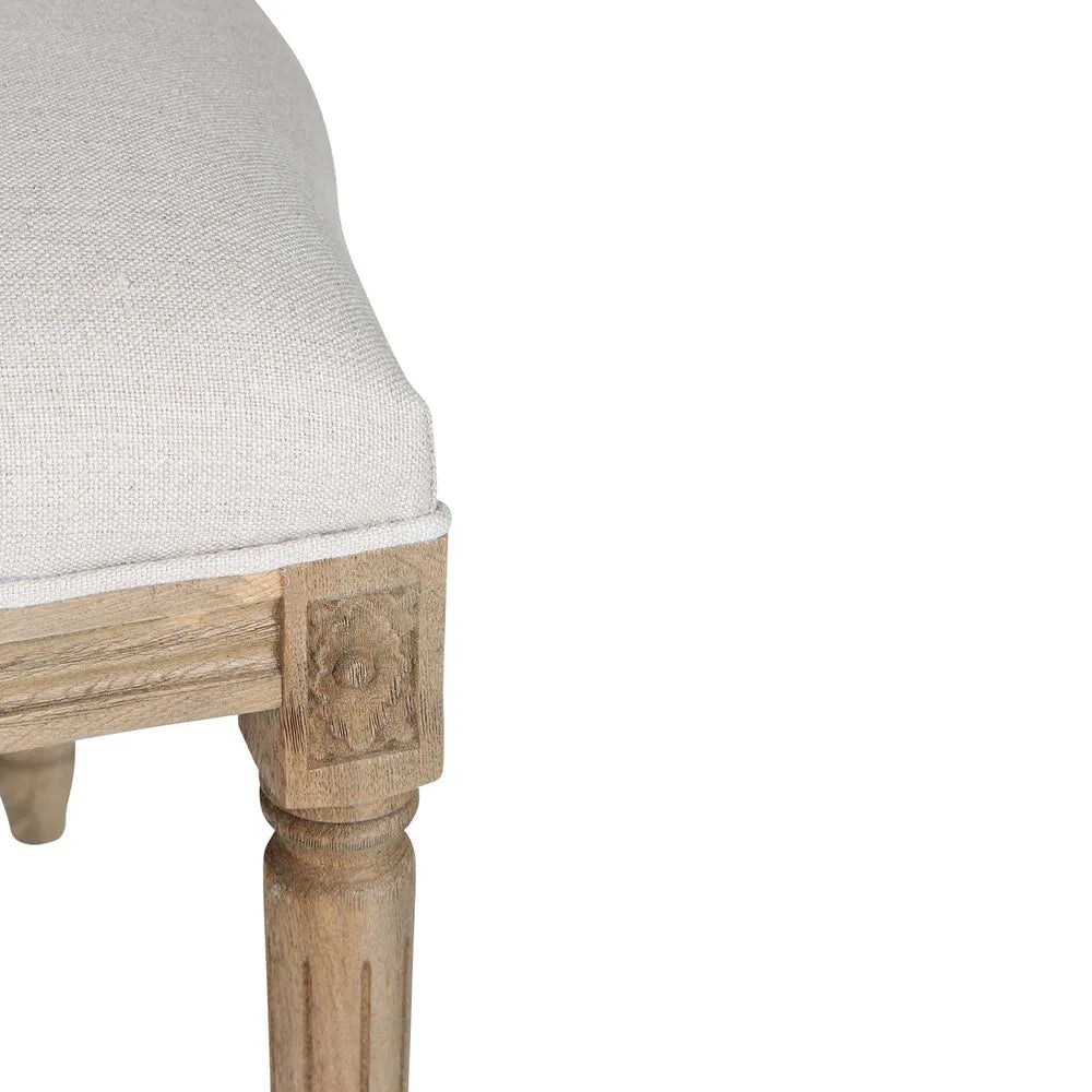 Marinha Oak Chair with Beige Seat Upholstery