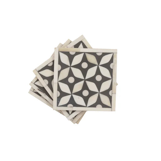 Manhattan Bone Inlay Coasters in Grey