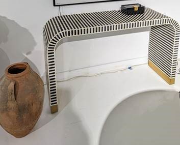 Bone Inlay Waterfall Console in Black