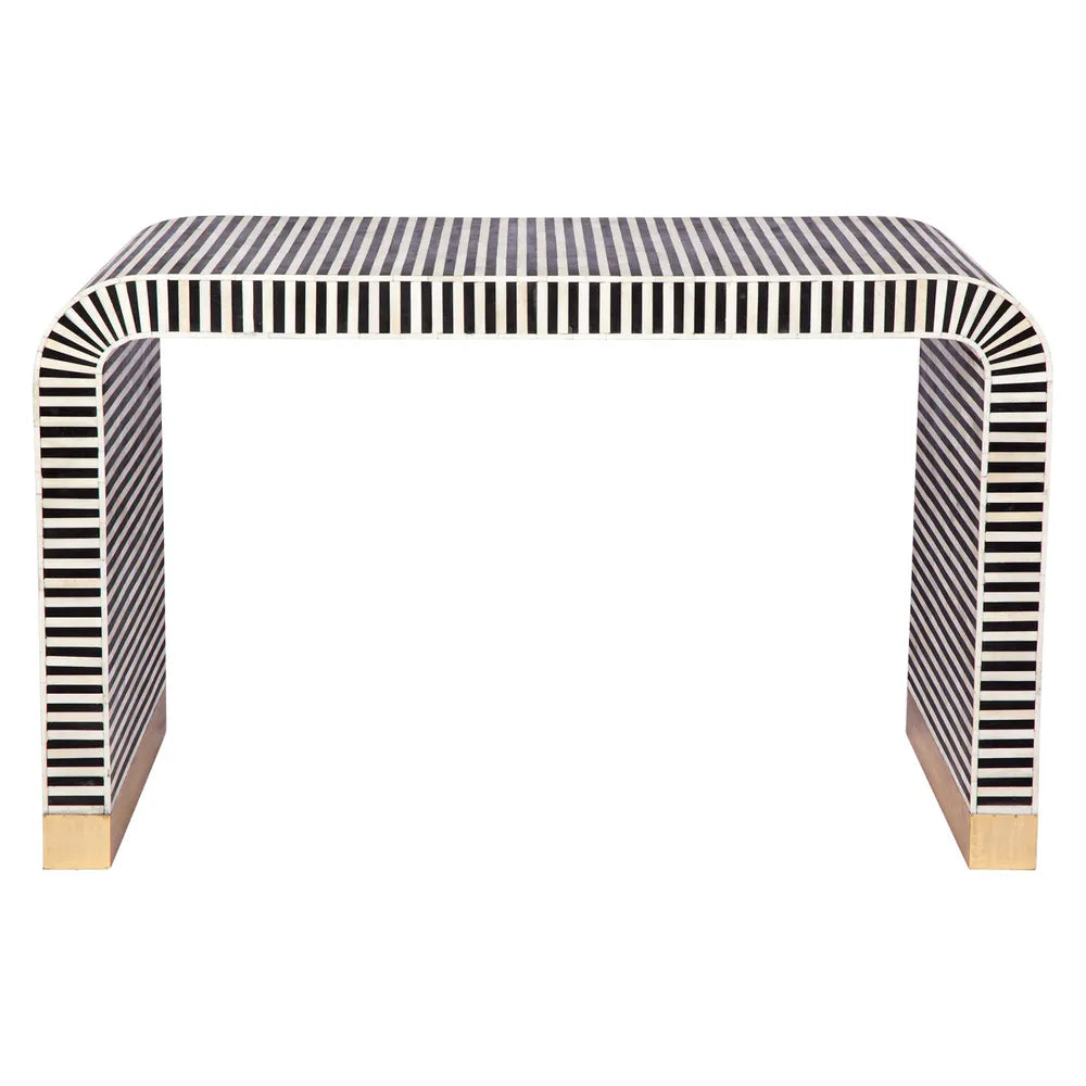 Bone Inlay Waterfall Console in Black