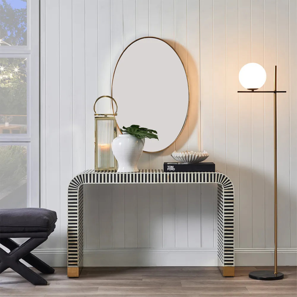 Bone Inlay Waterfall Console in Black