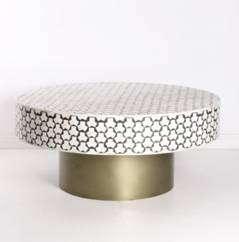 Bone Inlay Egypt Coffee Table in Charcoal