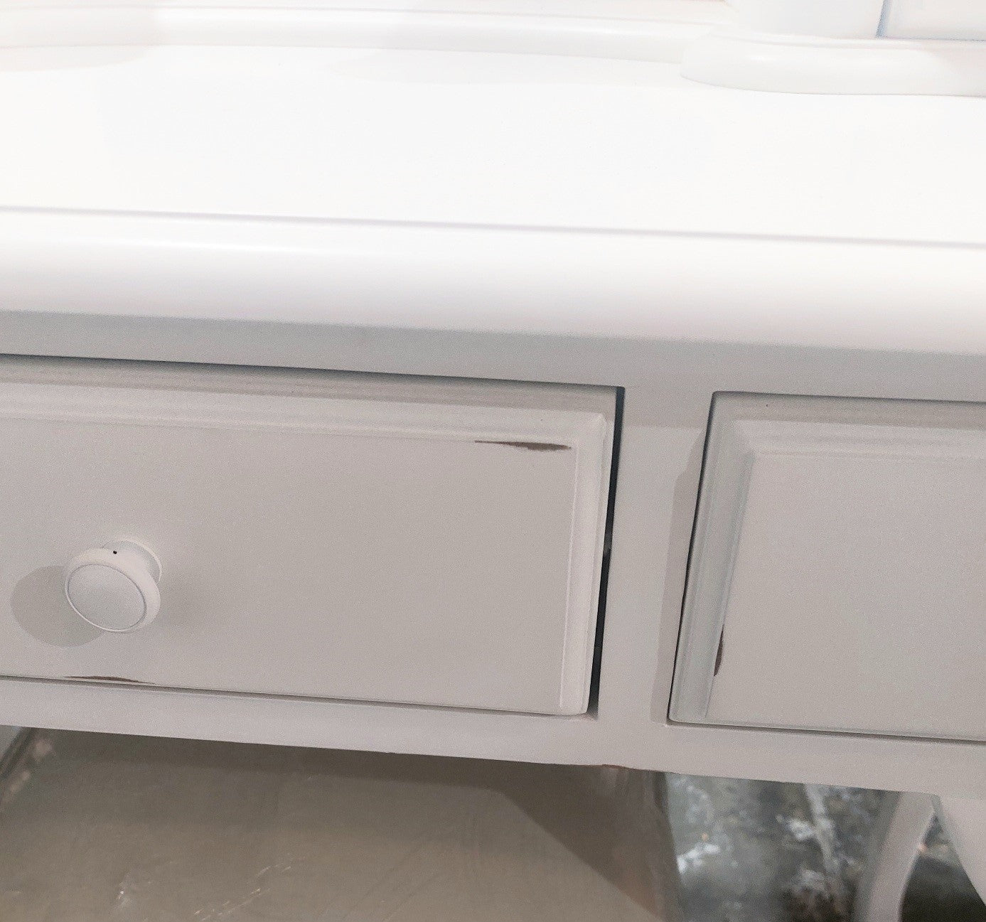 Paris Dressing Table with Stool in Distressed White - One ONLY