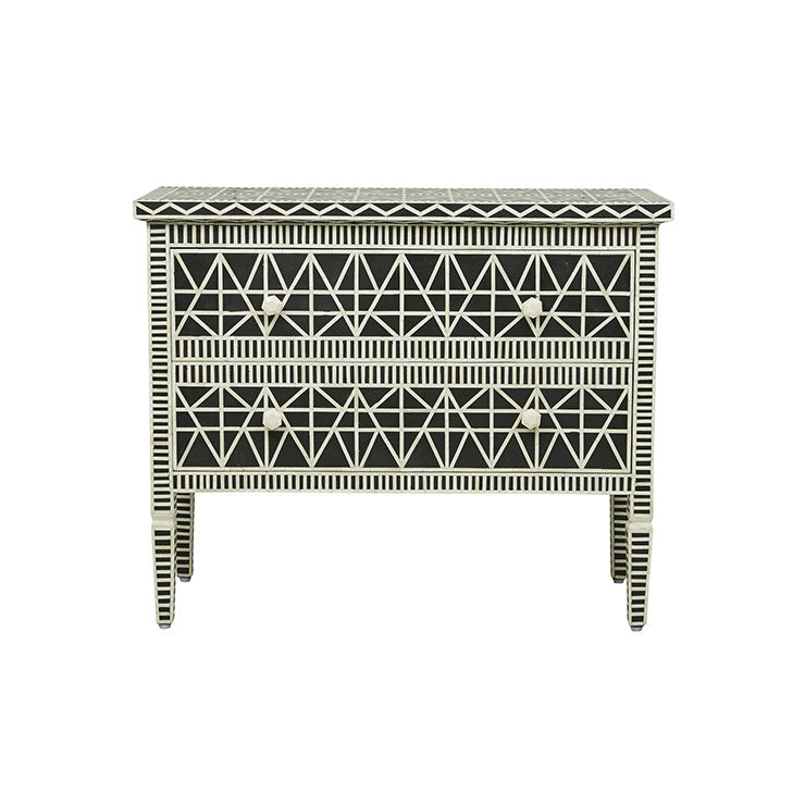 Bone Inlay 2 Drawer Chest in Tribal Pink