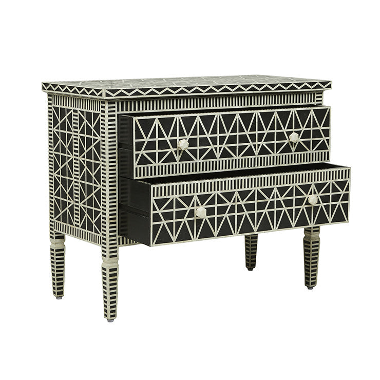 Bone Inlay 2 Drawer Chest in Tribal Pink