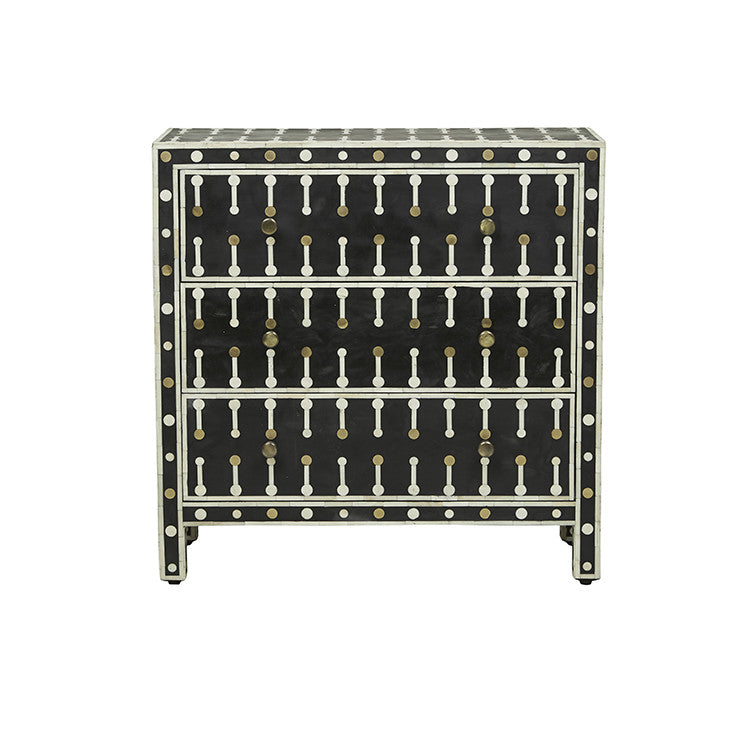 Bone Inlay 3 Drawer Chest in Floral Cinnamon