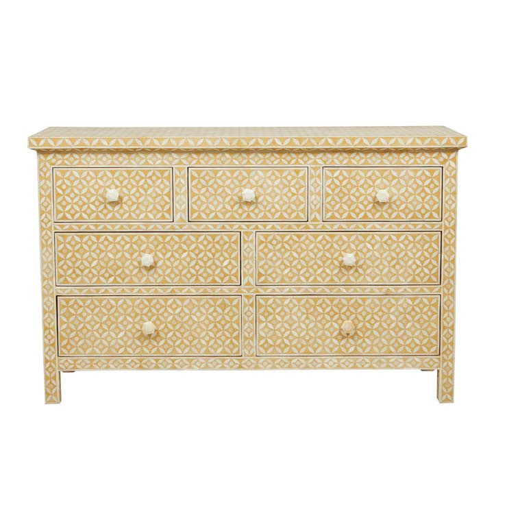 Bone Inlay Chest with 7 Drawers in Cinnamon