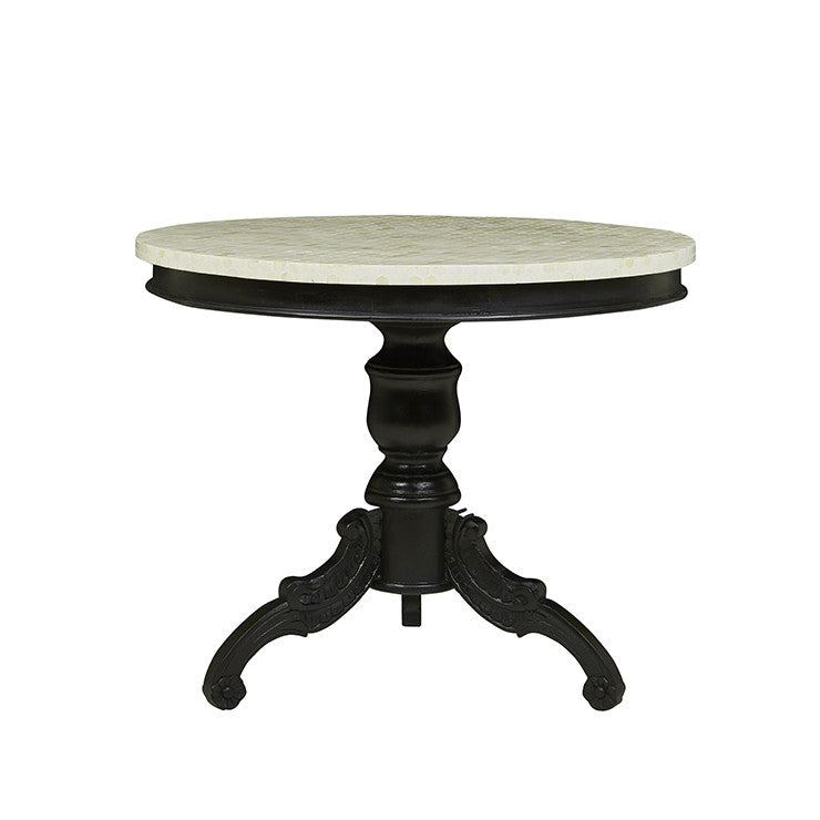 Embossed White Metal Dining Table