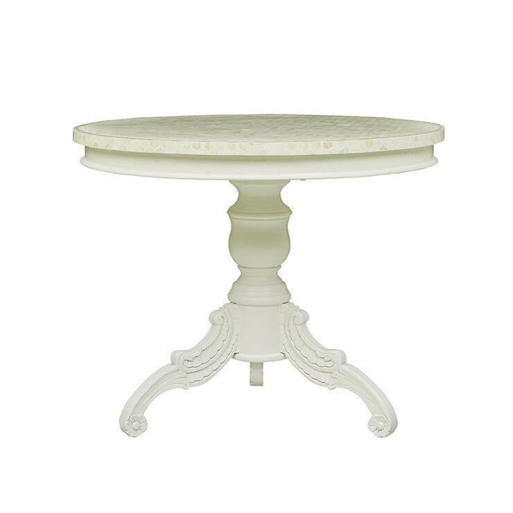 Embossed White Metal Dining Table