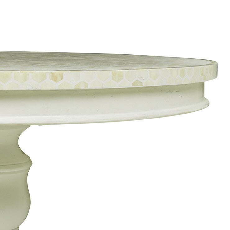 Embossed White Metal Dining Table