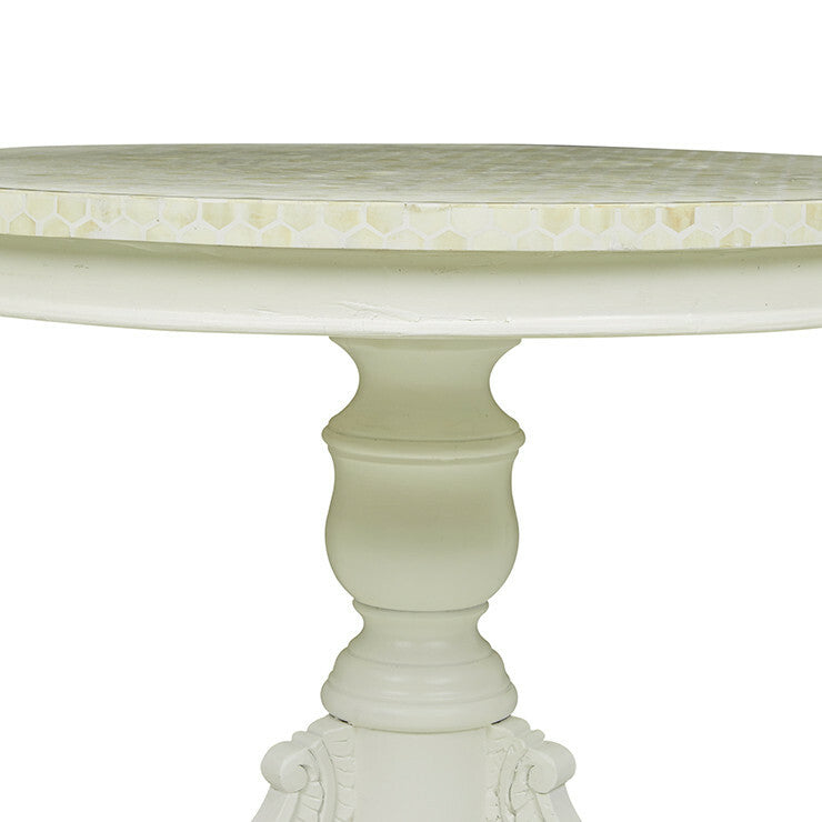 Embossed White Metal Dining Table