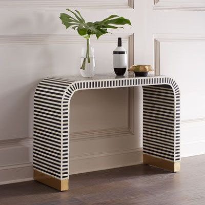 Bone Inlay Waterfall Console in Black