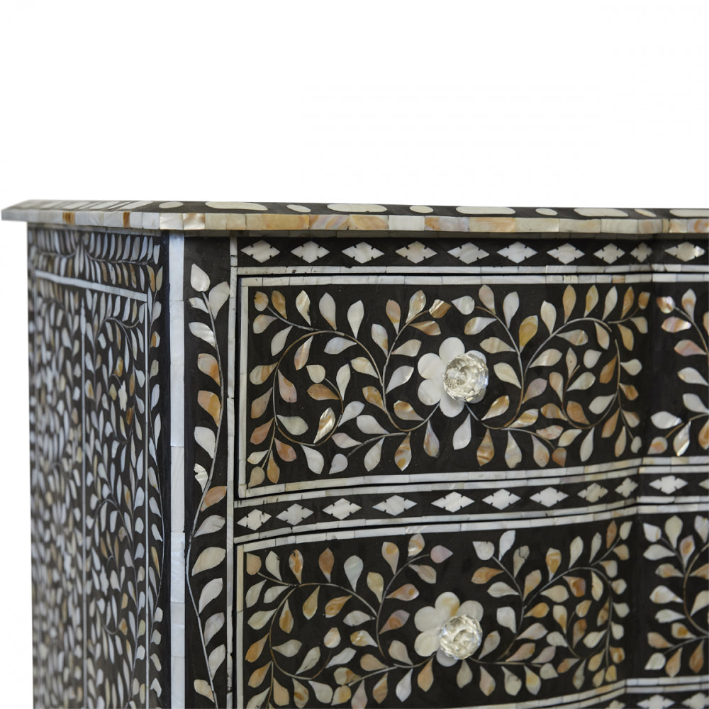 Bone Inlay Floral Side Table in Blush