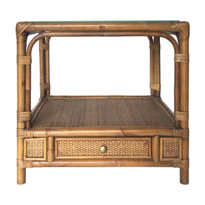 Carmen Rattan Side Table With Drawer
