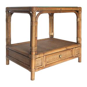 Carmen Rattan Side Table With Drawer