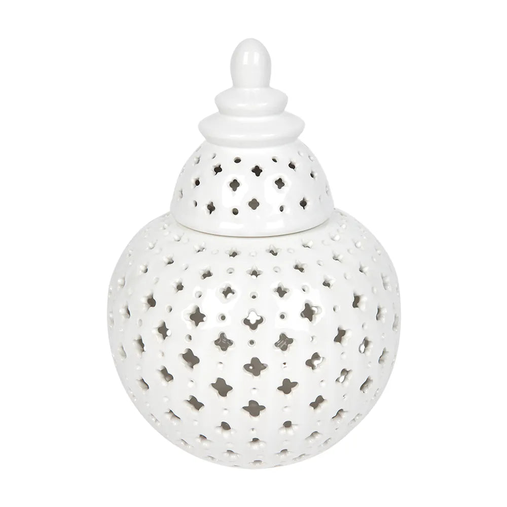 Miccah Temple Jar In White