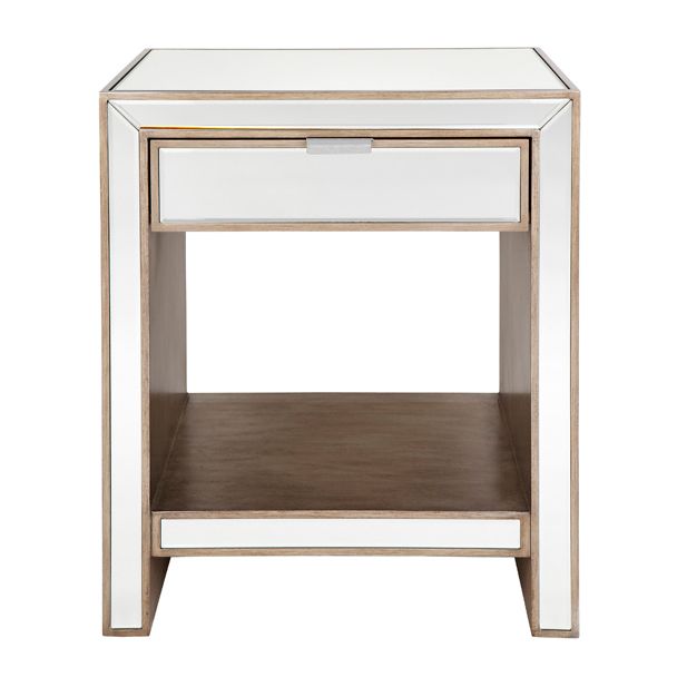 Sabrina Mirrored Bedside Table in Antique Gold