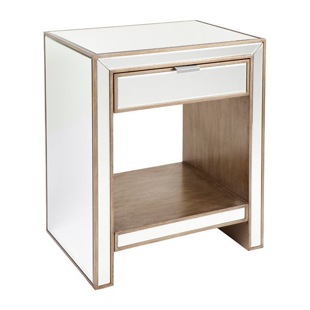 Sabrina Mirrored Bedside Table in Antique Gold