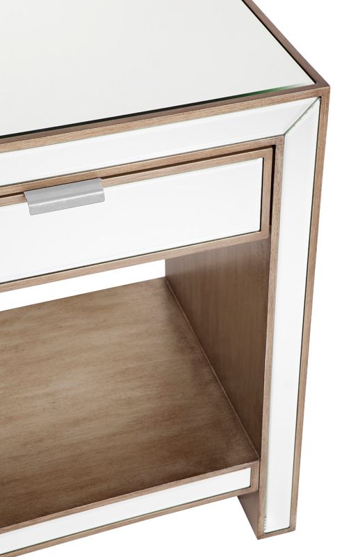 Sabrina Mirrored Bedside Table in Antique Gold