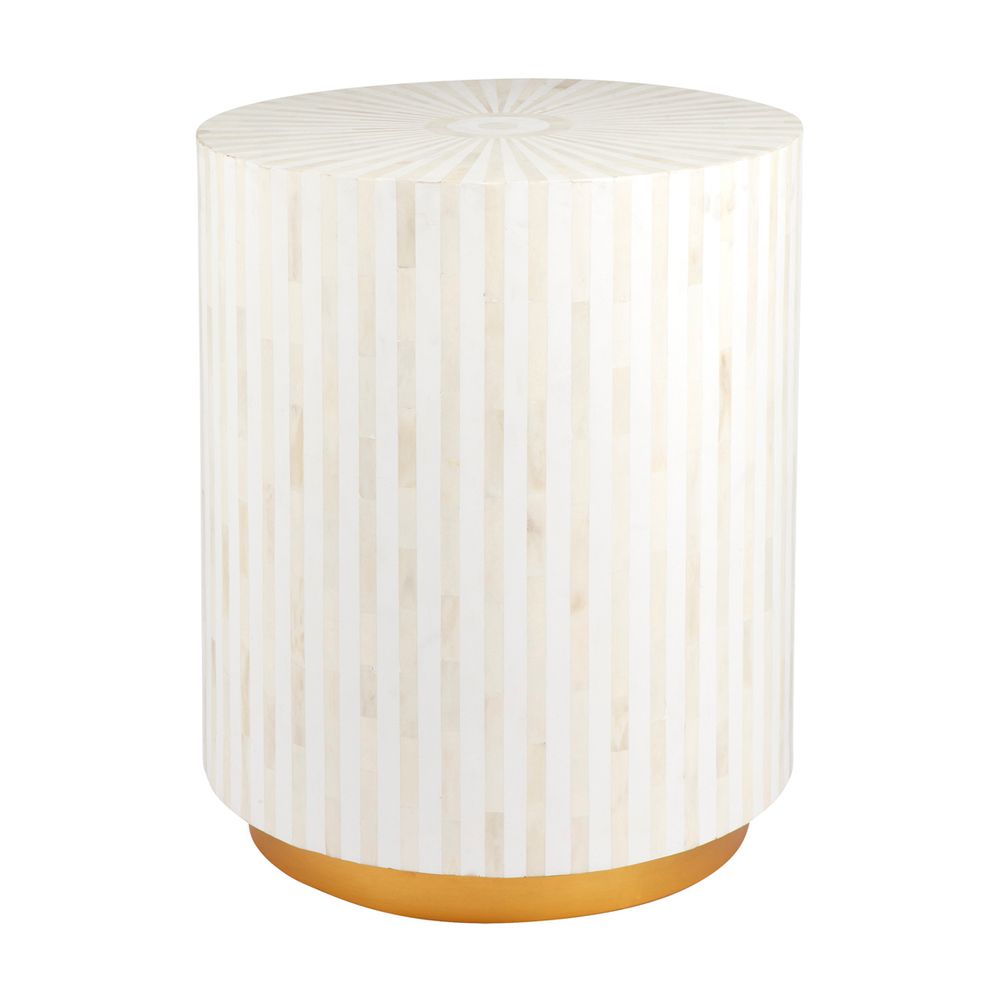 Makayla Bone Inlay Side Table in White