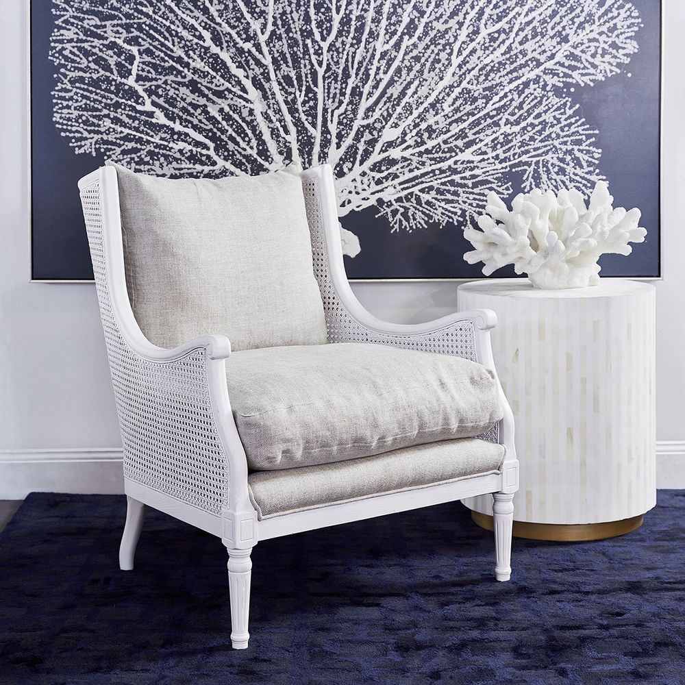 Makayla Bone Inlay Side Table in White