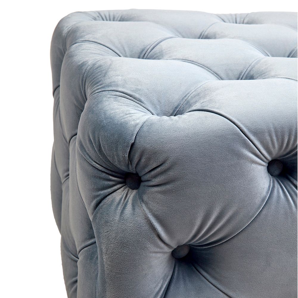 Blair Tufted Bench Ottoman in Dove Grey Velvet