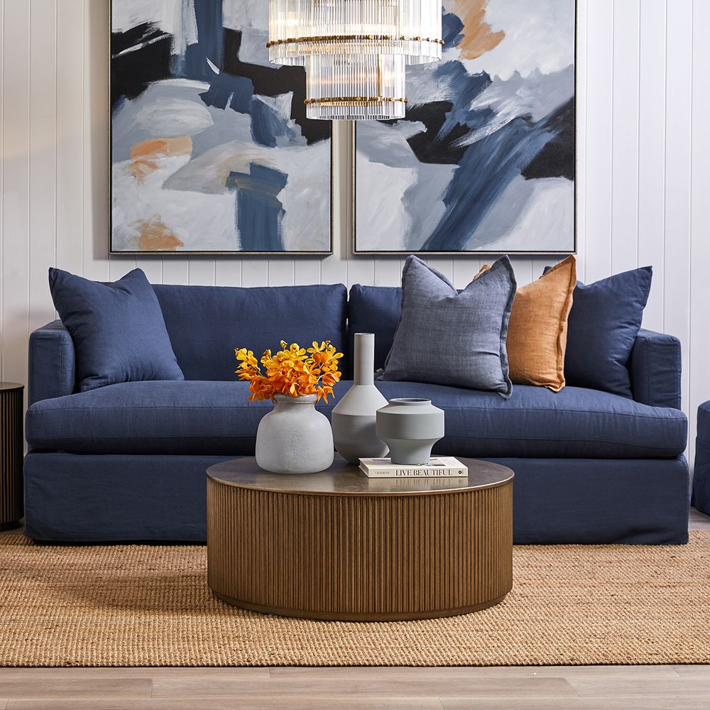 Birkshire Slip Cover 3 Seater Sofa in Navy