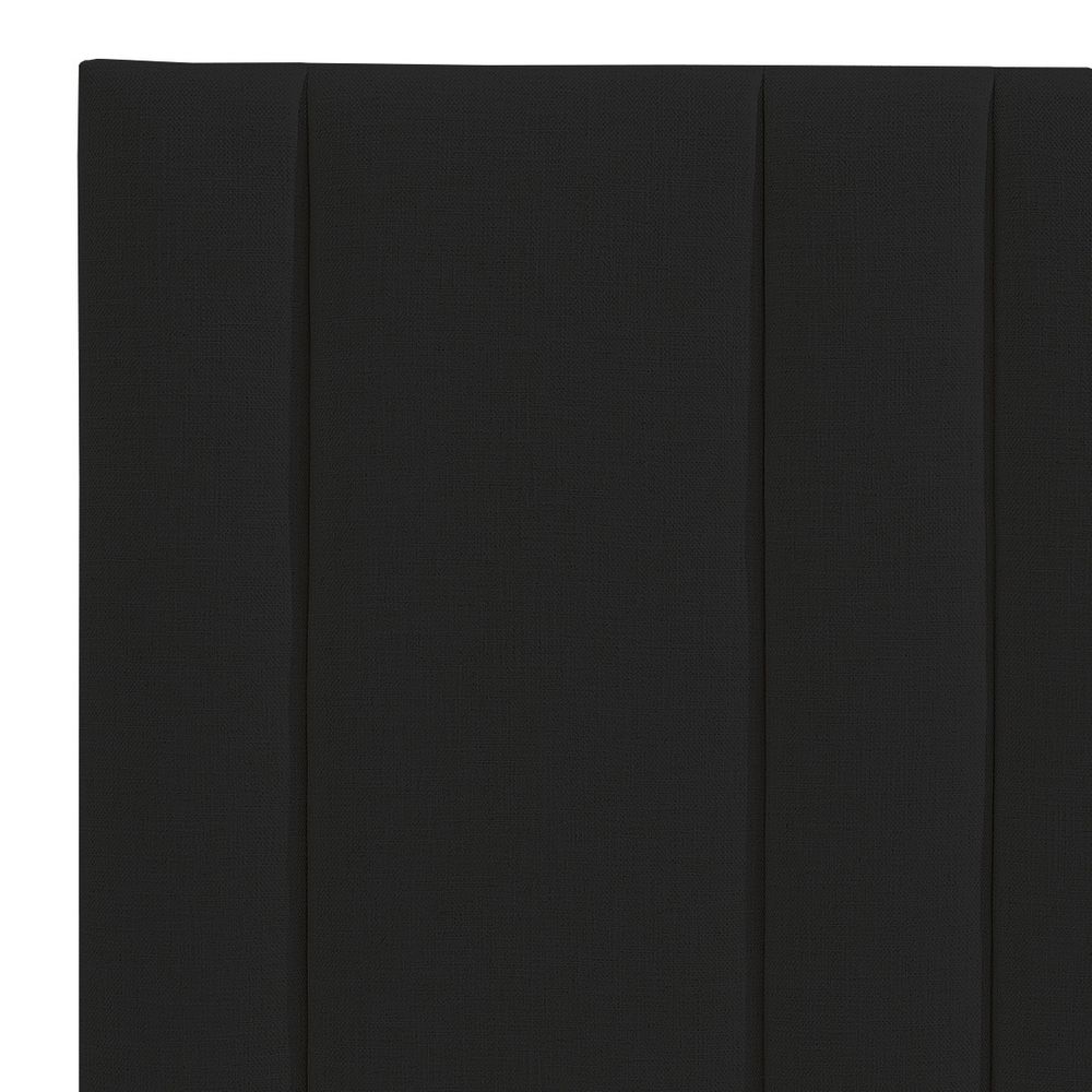 Bronx Panelled Queen Bedhead in Black Linen