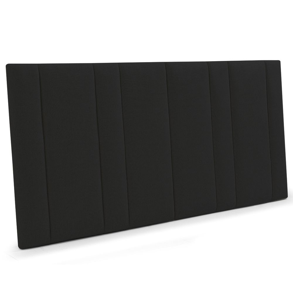 Bronx Panelled Queen Bedhead in Black Linen