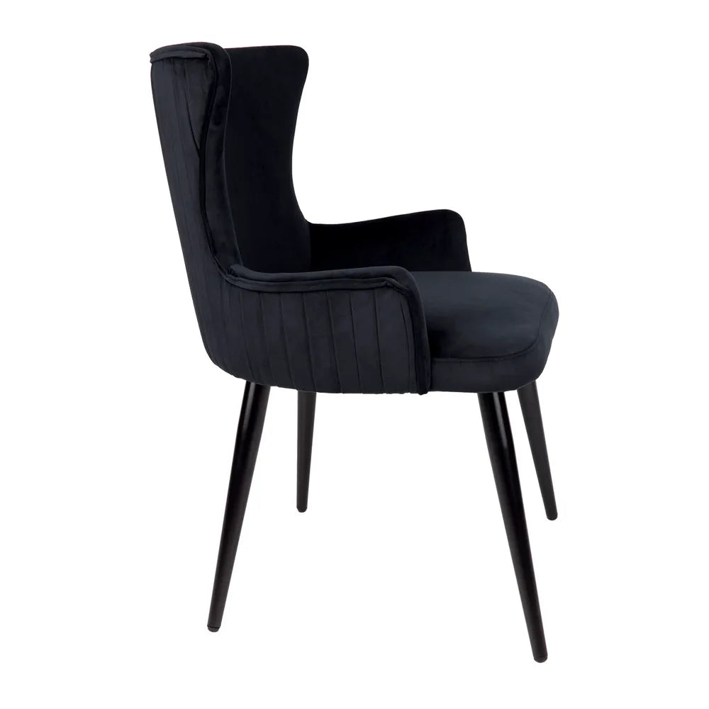 Dorsett Dining Chair in Black Velvet - Set of Two