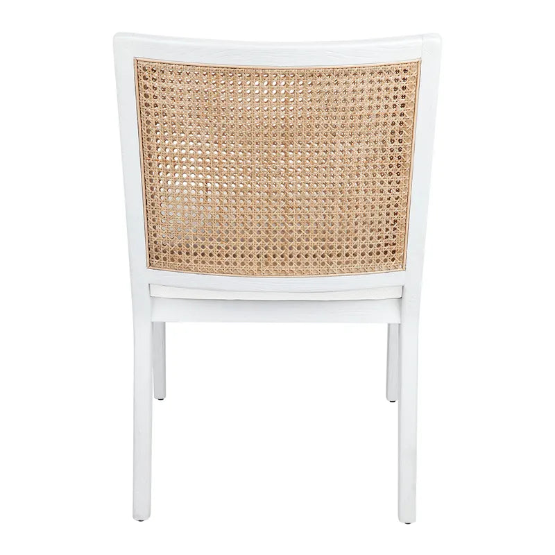 Kane White Rattan Dining Chair in Natural Linen