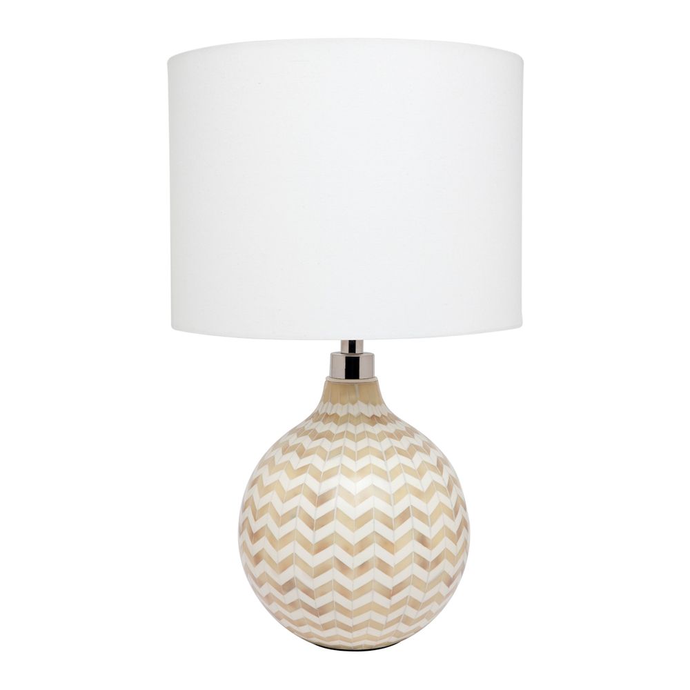 Bone Inlay Heraldic Table Lamp in Natural