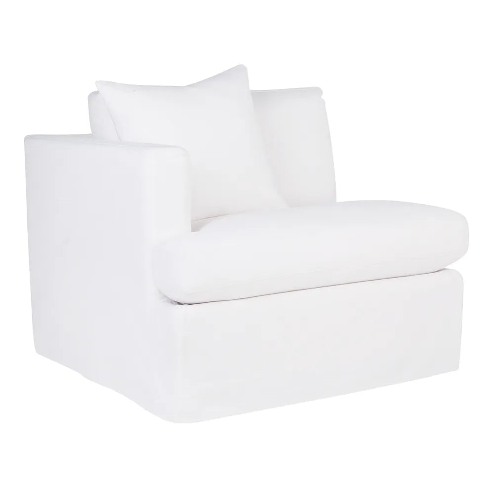 Birkshire Slip Cover Left Arm Facing Seat in White Linen