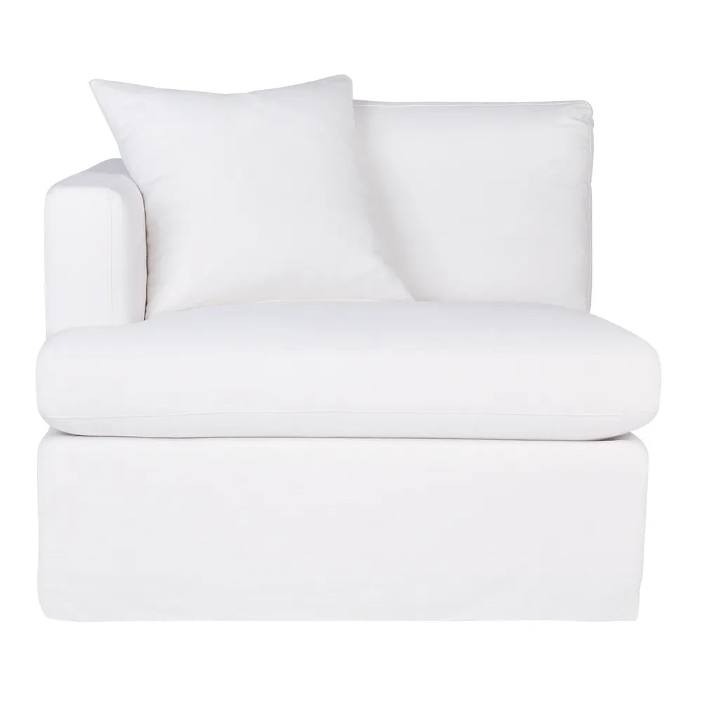 Birkshire Slip Cover Corner Seat Chair in White Linen