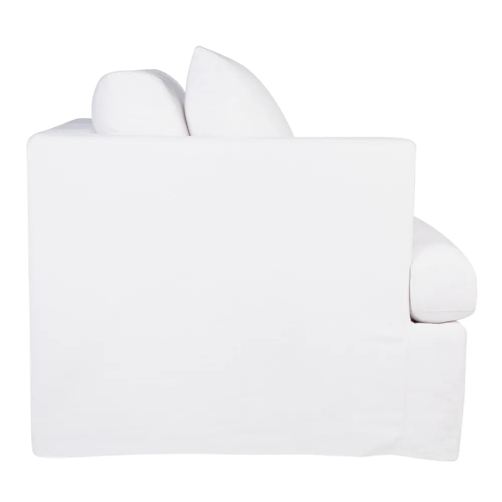 Birkshire Slip Cover Left Arm Facing Seat in White Linen