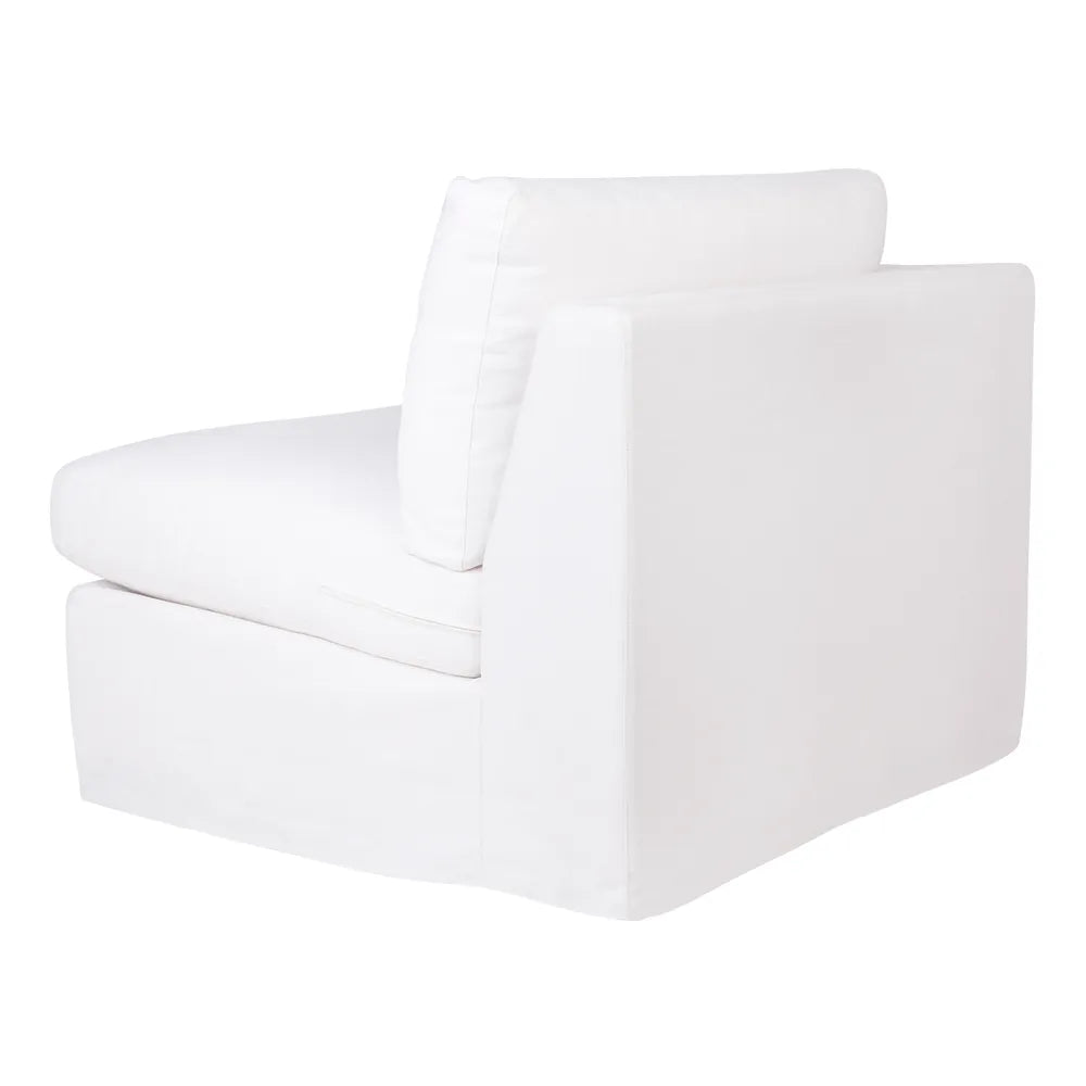 Birkshire Slip Cover Left Arm Facing Seat in White Linen