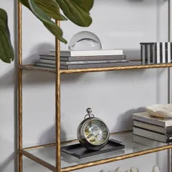 Heston Shelving Unit in Brass
