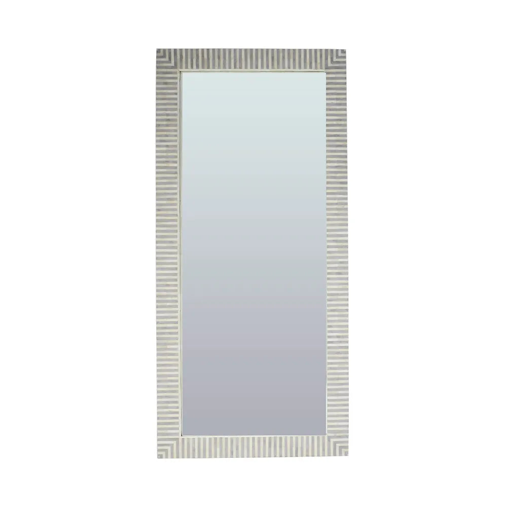 Indi Bone Inlay Floor Mirror in Grey