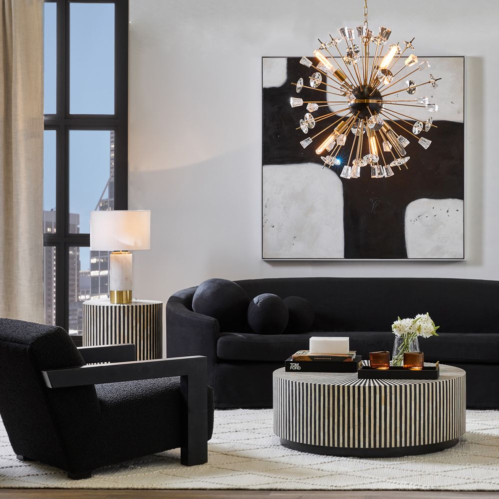 Bone Inlay Makayla Side Table in Black