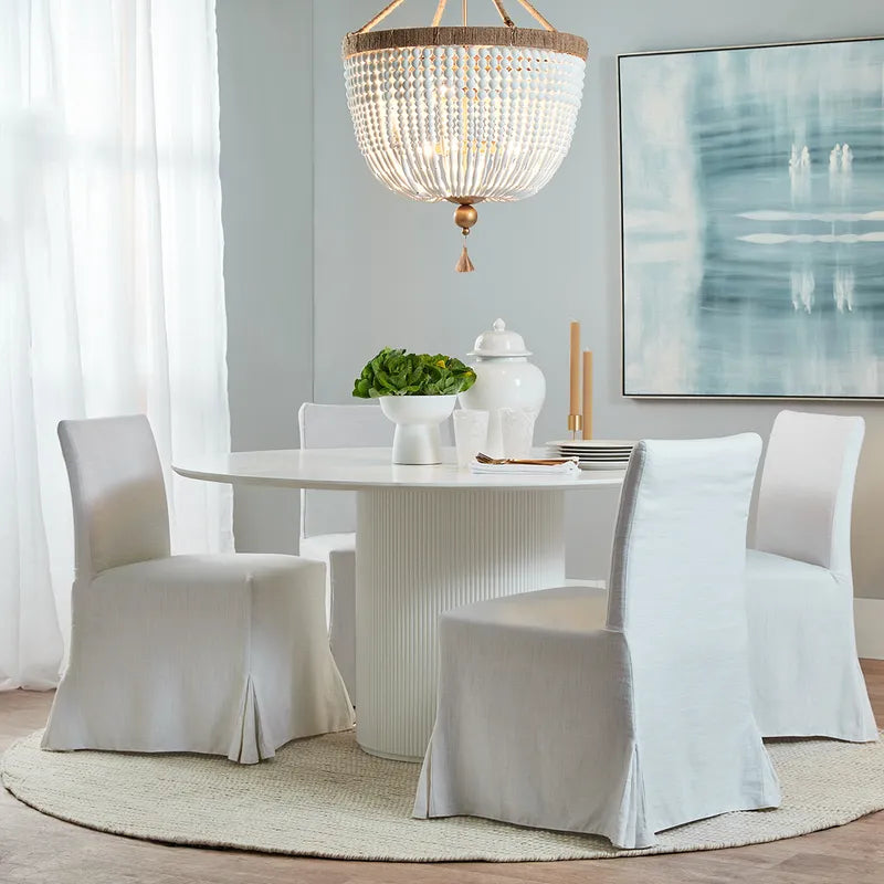 Brighton Slip Cover Dining Chair in White Linen