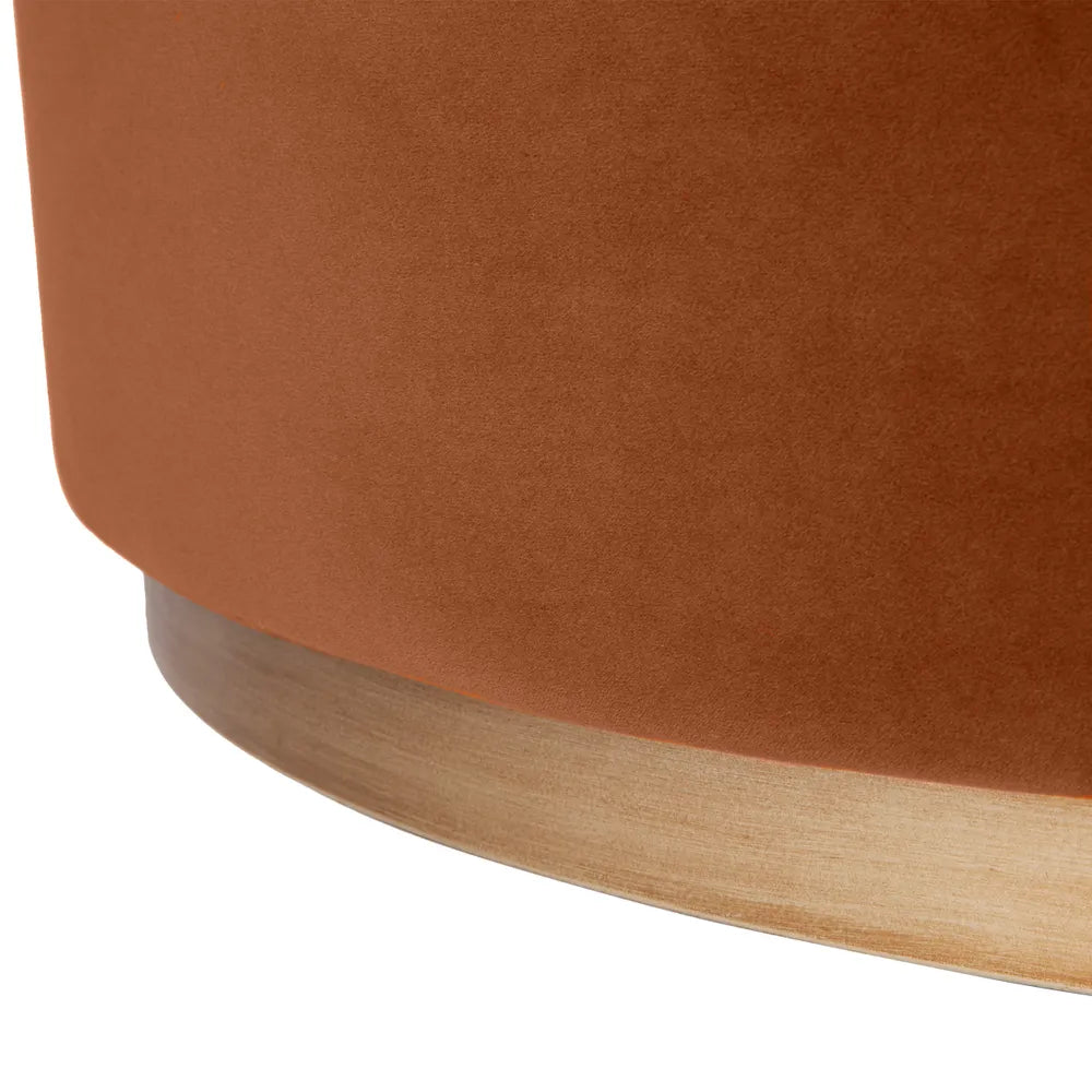 Ames Round Ottoman in Caramel Velvet