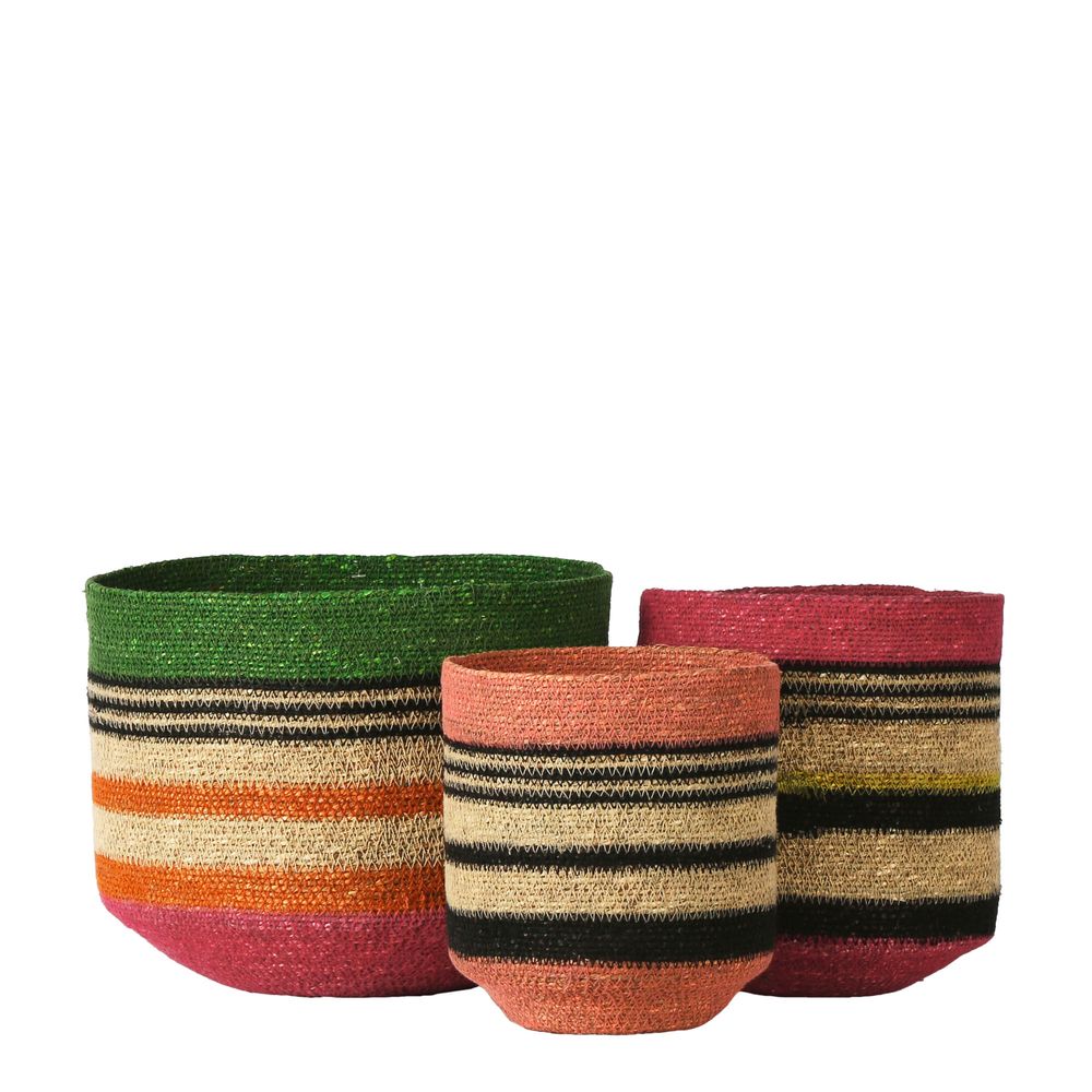 Argent Multi Woven Basket Set of 3 in Multi-Colour
