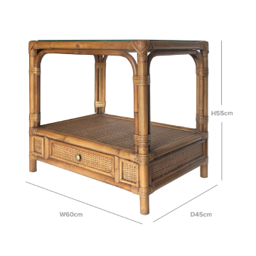 Cayman Rattan Side Table with Drawer