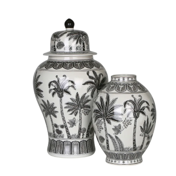 Plantation Temple Jar in Black