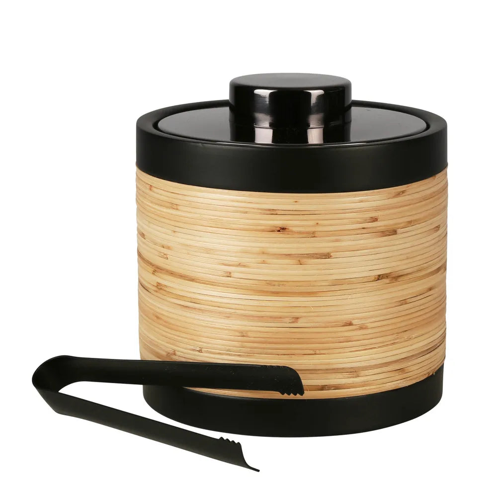 Rattan & Onyx Stainless Steel Ice Bucket
