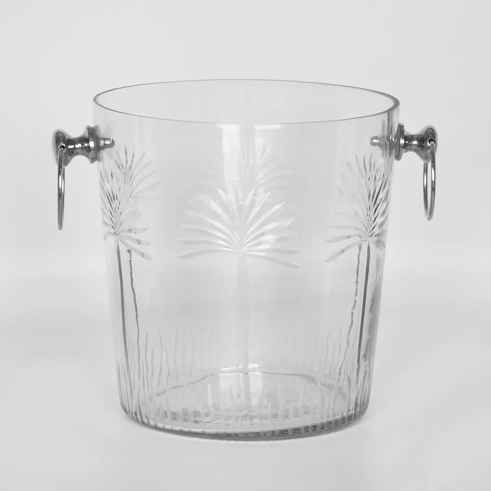 Tropical Palm Glass Ice Bucket