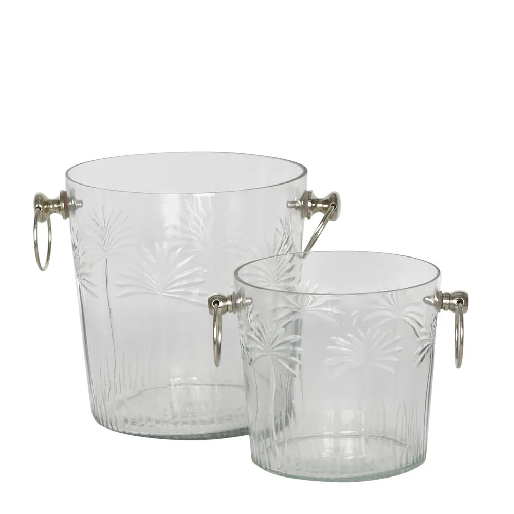 Tropical Palm Glass Ice Bucket