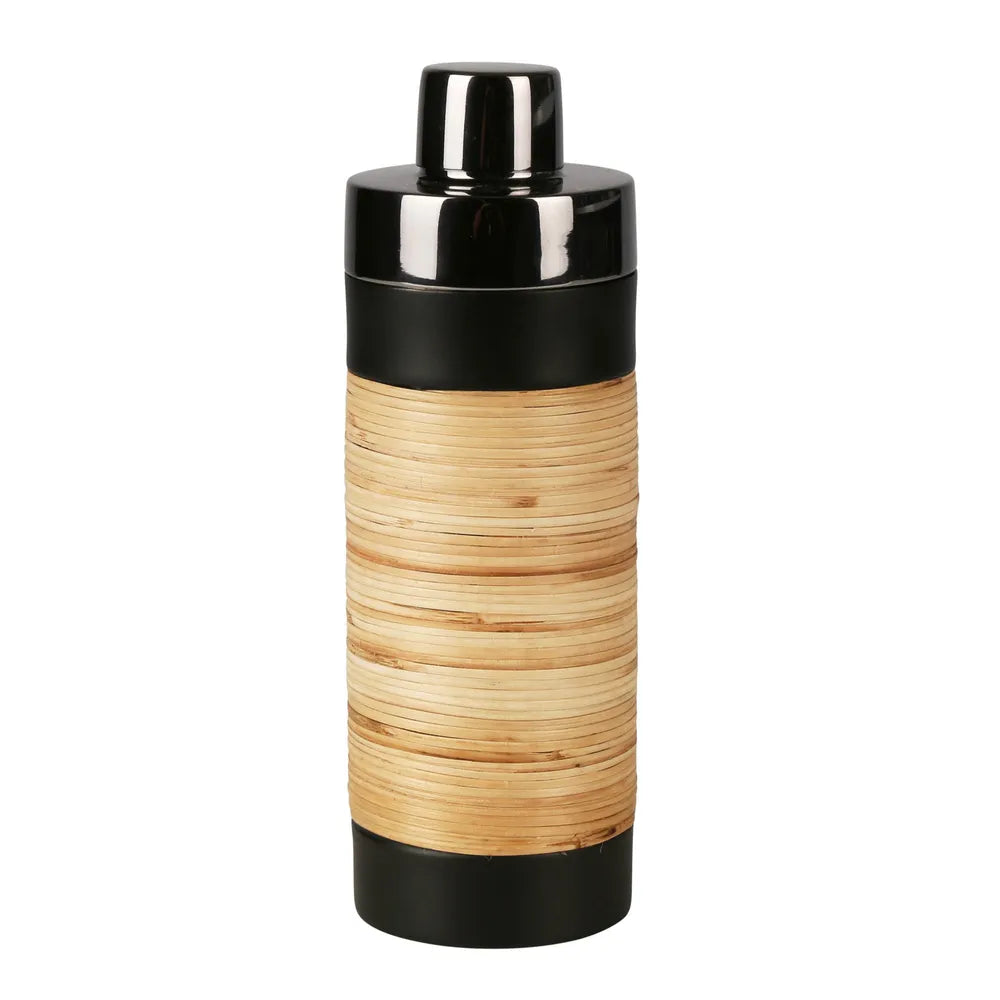 Rattan & Onyx Stainless Steel Cocktail Shaker