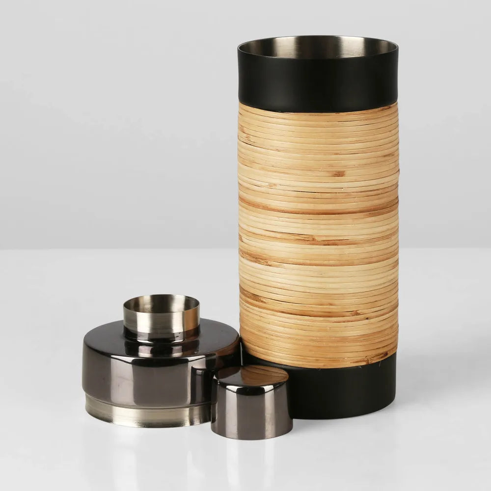 Rattan & Onyx Stainless Steel Cocktail Shaker